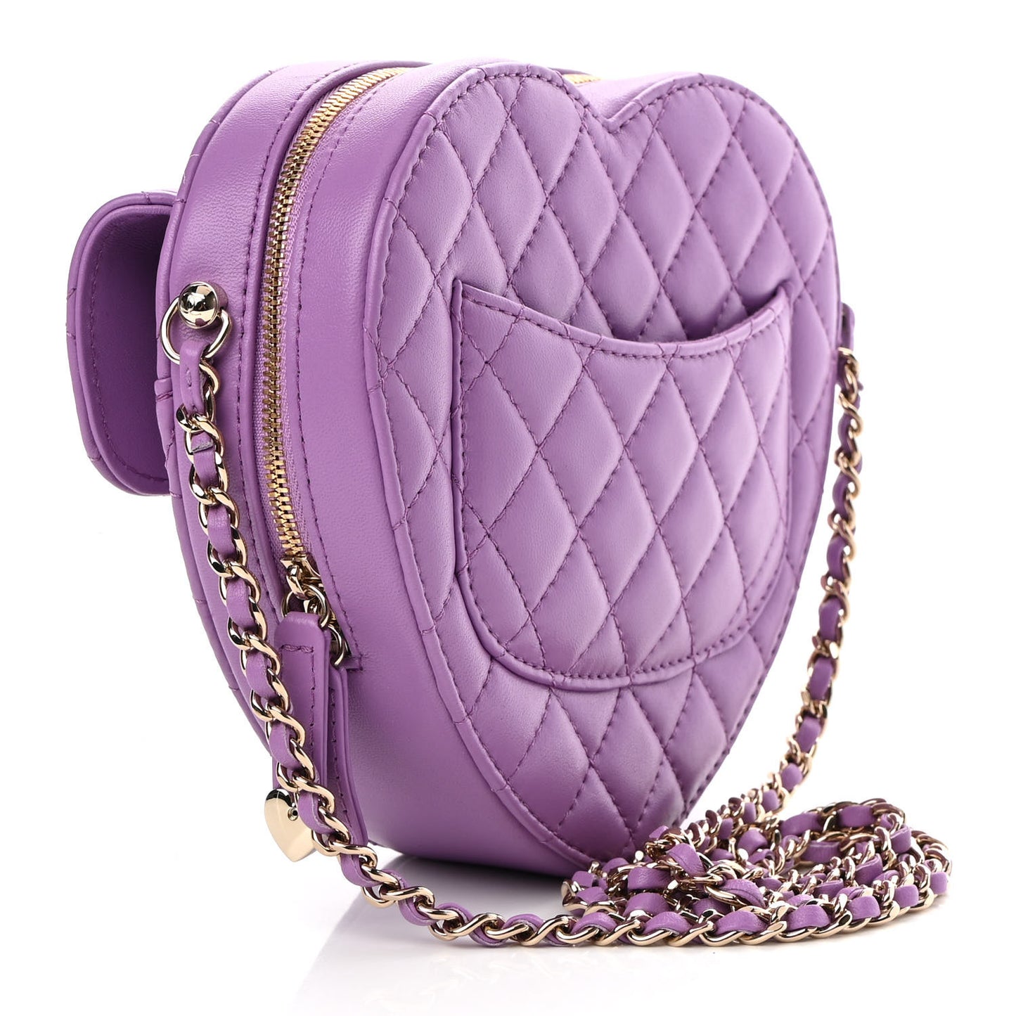 Lambskin Quilted CC In Love Heart Bag Purple