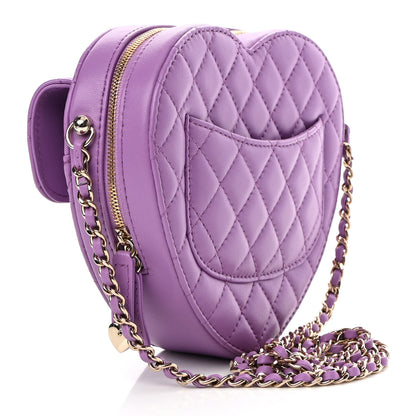 Chanel Lambskin Quilted CC In Love Heart Bag Purple 3 of 9