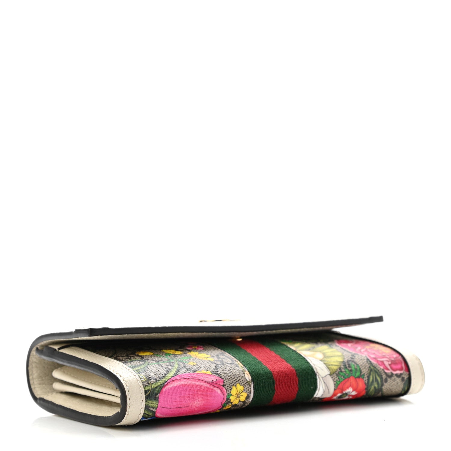 Gucci GG Supreme Monogram Flora Web Ophidia Continental Wallet White 4 of 6