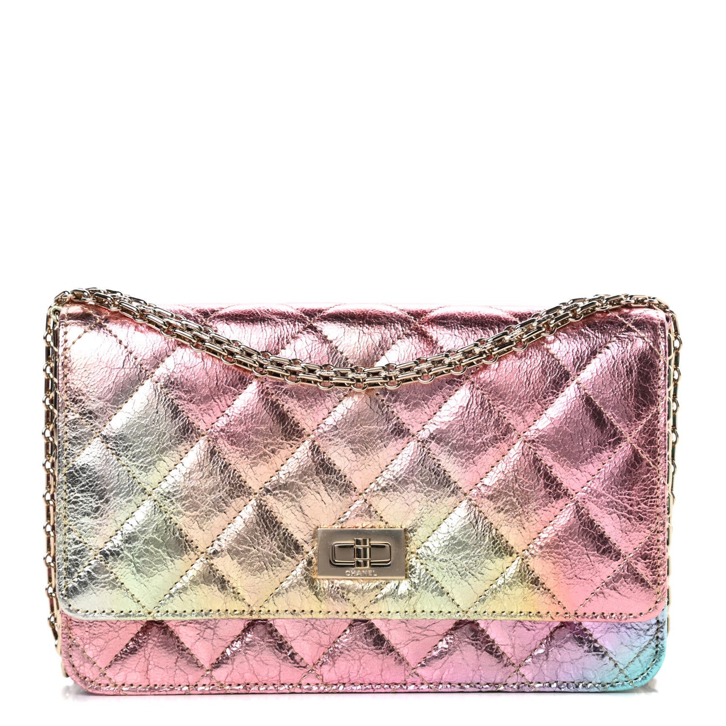 Metallic Goatskin Quilted 2.55 Reissue Wallet on Chain WOC Multicolor