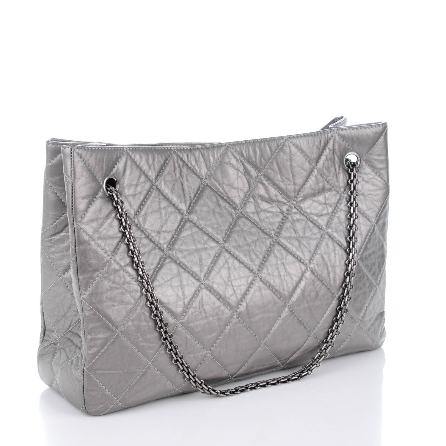 Chanel Aged Calfskin Quilted Reissue 2.55 Tote Dark Silver 3 of 7