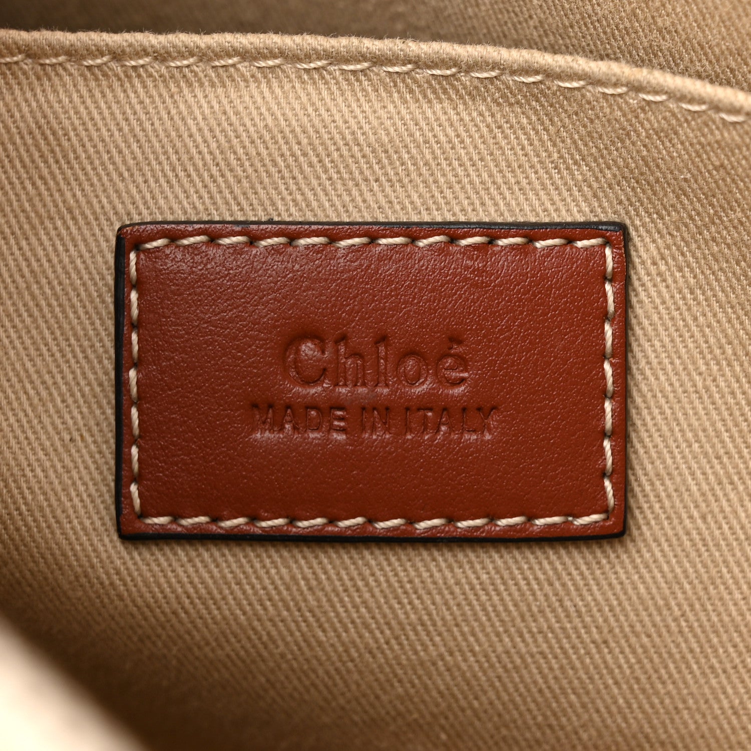 Chloe Cotton Calfskin Medium Woody Ribbon Tote White Brown 7 of 13