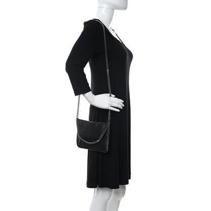 Stella McCartney Snakeskin Effect Tiny Falabella Fold Over Tote Black 2 of 9