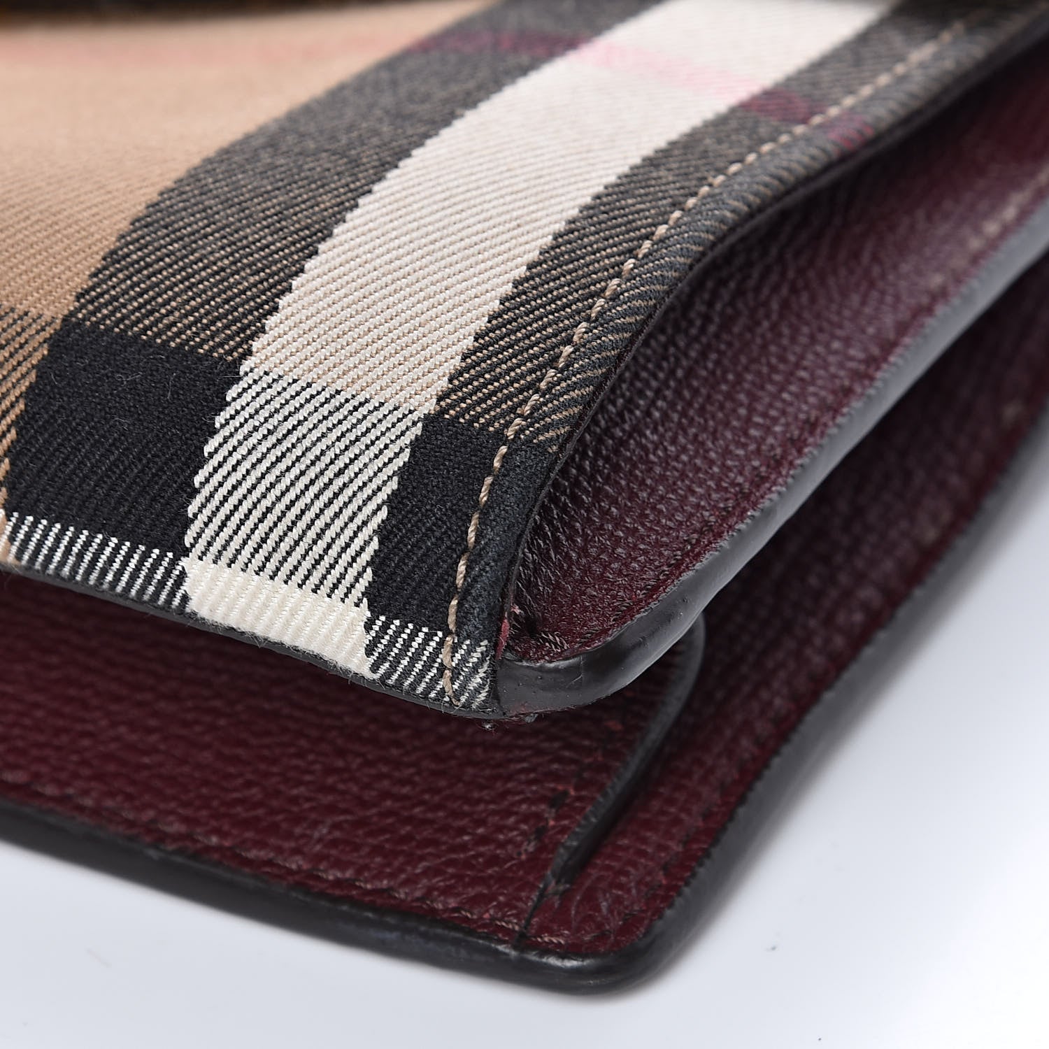 Burberry Derby Calfskin House Check Small Macken Crossbody Bag Mahogany Red 9 of 10