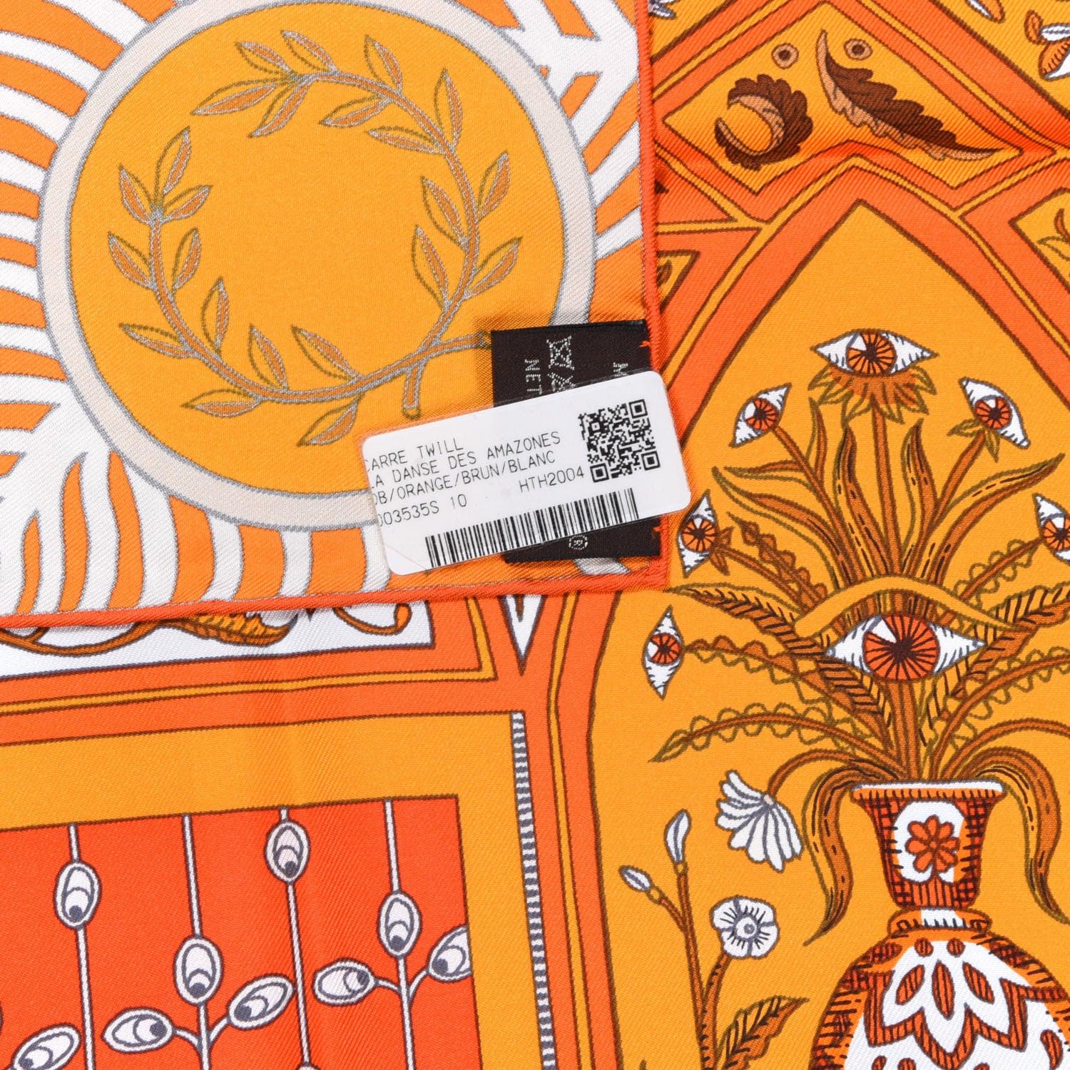 Hermes Silk La Danse Des Amazones Scarf 90 Orange Brun White 11 of 12