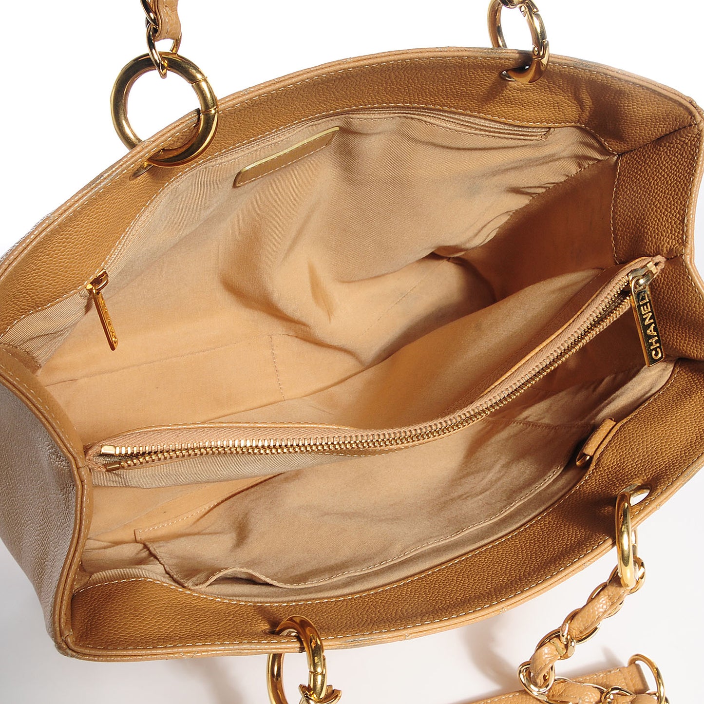 Caviar Quilted Grand Shopping Tote GST Beige