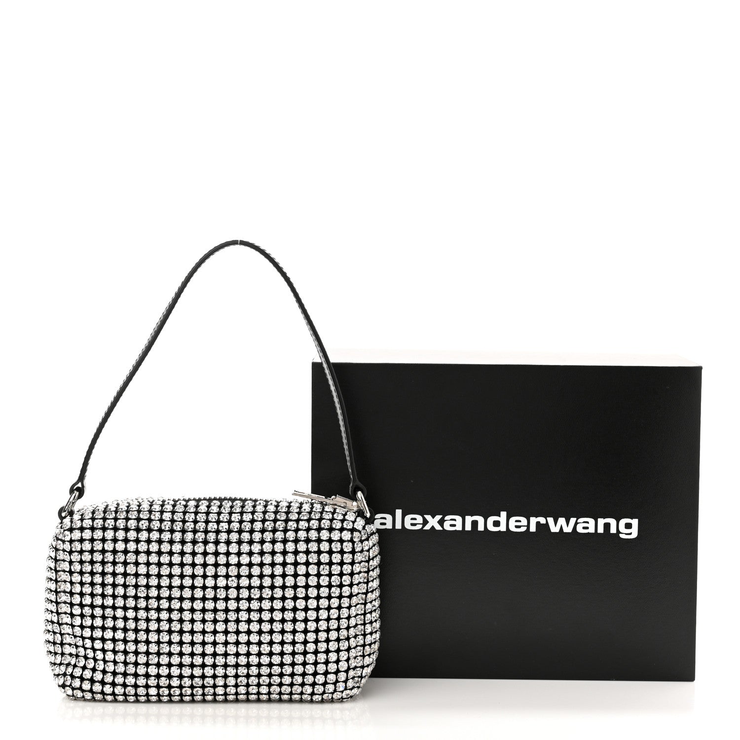 Alexander Wang Mesh Crystal Rhinestone Mini Heiress Pouch Black Silver 13 of 13