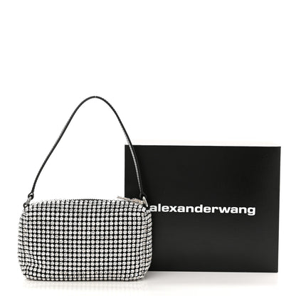Alexander Wang Mesh Crystal Rhinestone Mini Heiress Pouch Black Silver 13 of 13