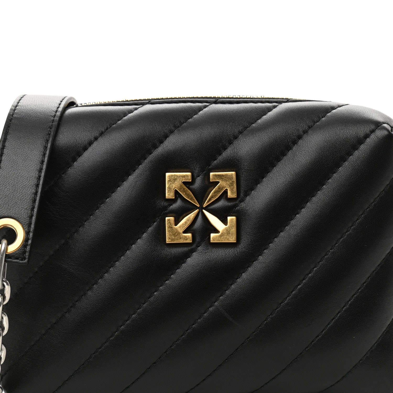 Off-White Calfskin Diagonal Quilted Jackhammer Camera Bag Black 7 of 9