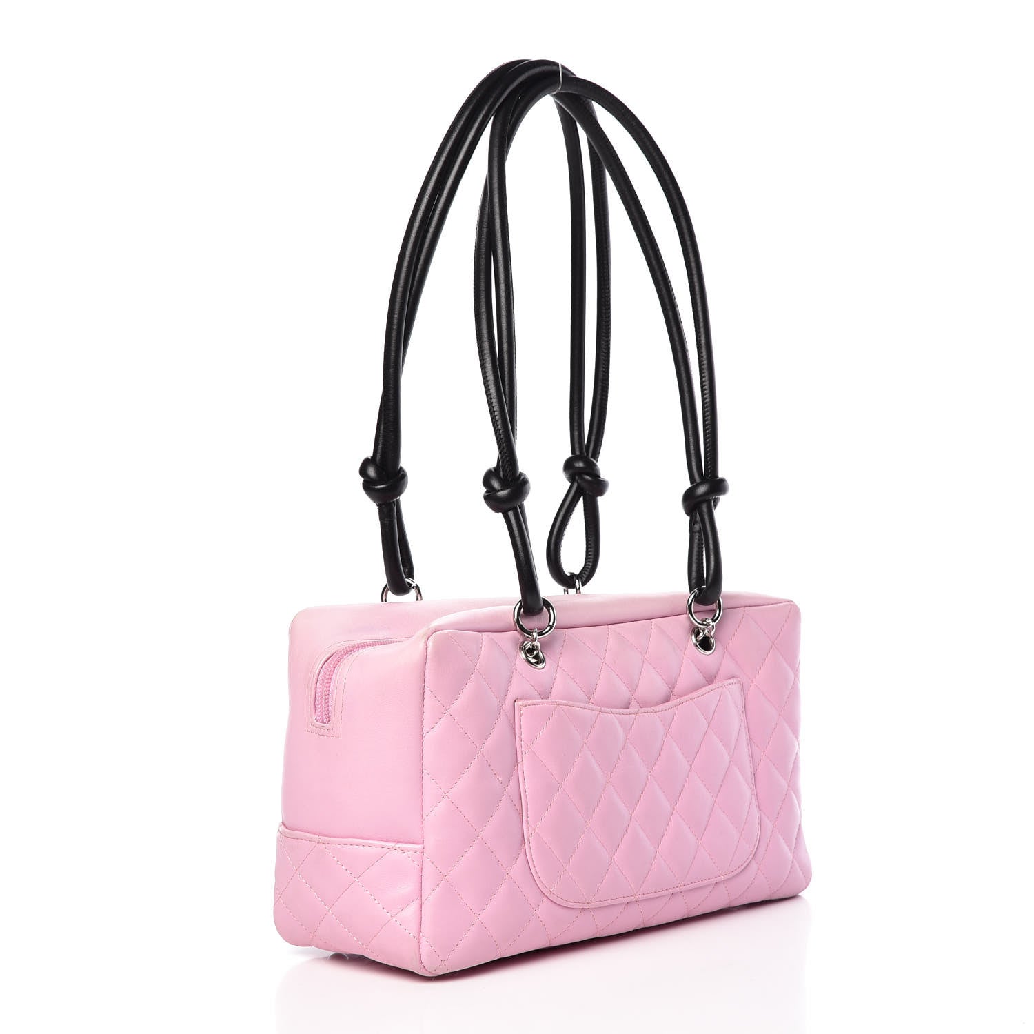 Chanel Calfskin Quilted Large Cambon Bowler Pink Black 3 of 13
