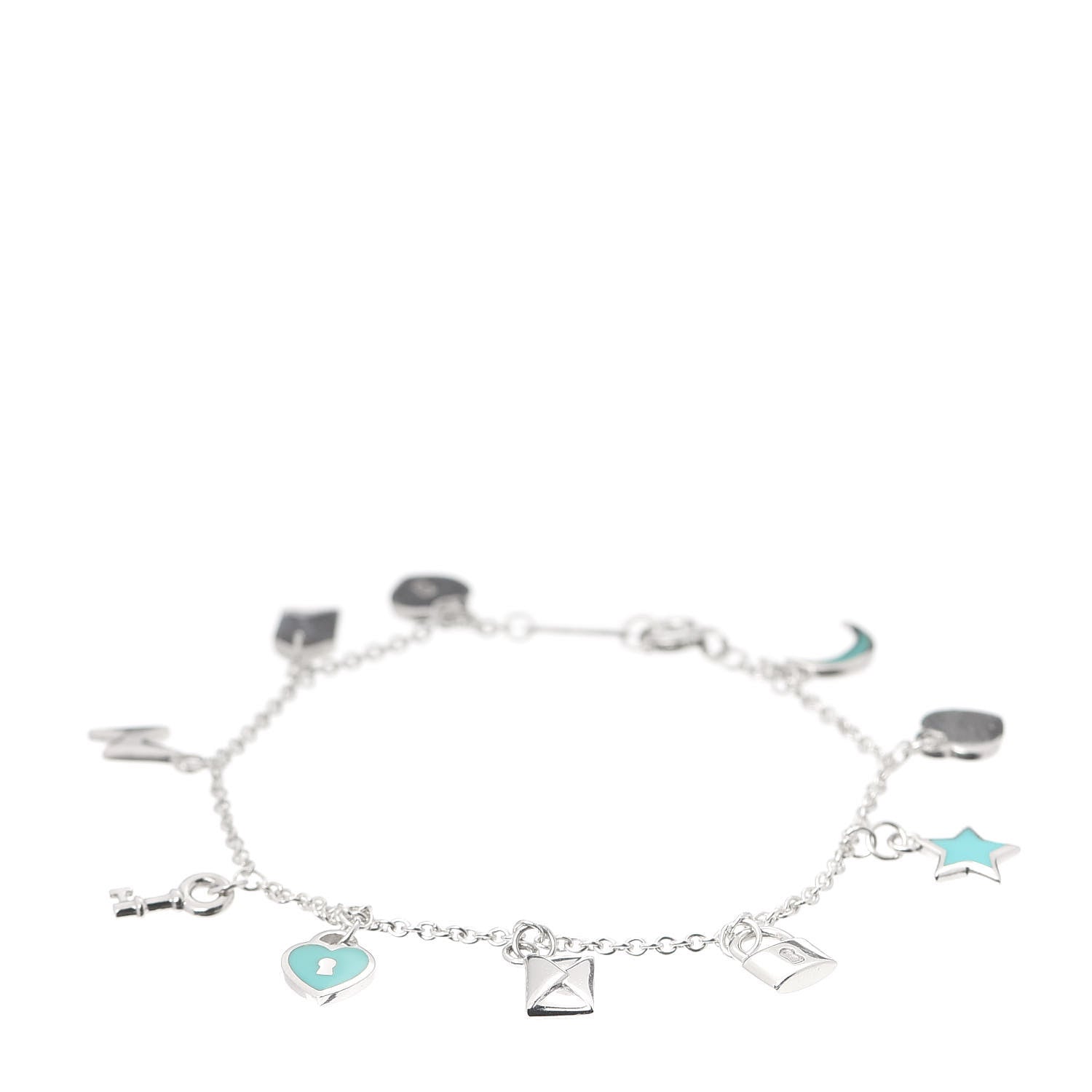 Tiffany Sterling Silver Enamel Love Notes Charm Bracelet Blue 1 of 7