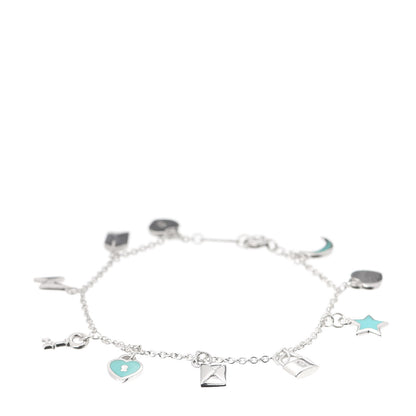 Tiffany Sterling Silver Enamel Love Notes Charm Bracelet Blue 1 of 7