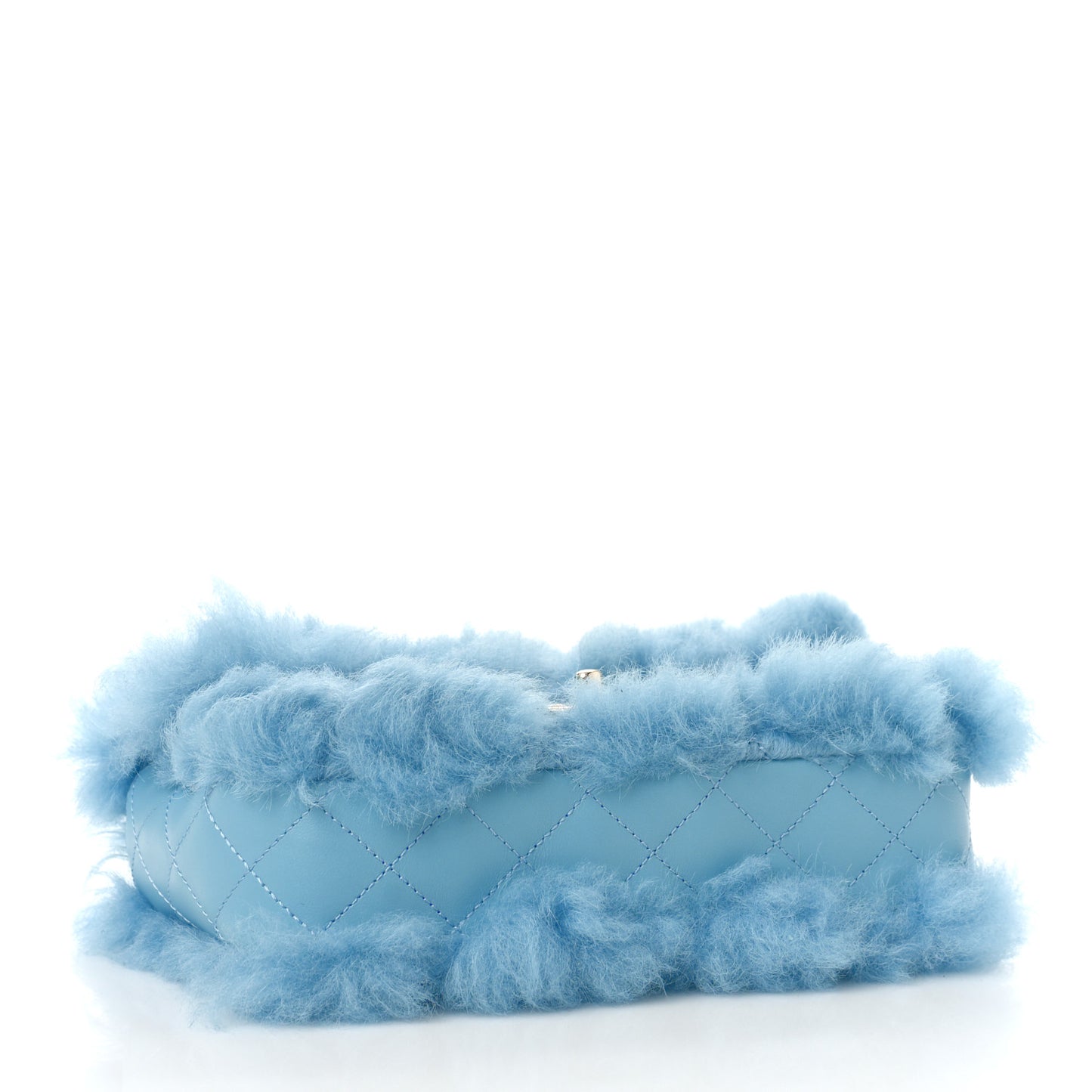 Shearling Lambskin Quilted Flap Blue