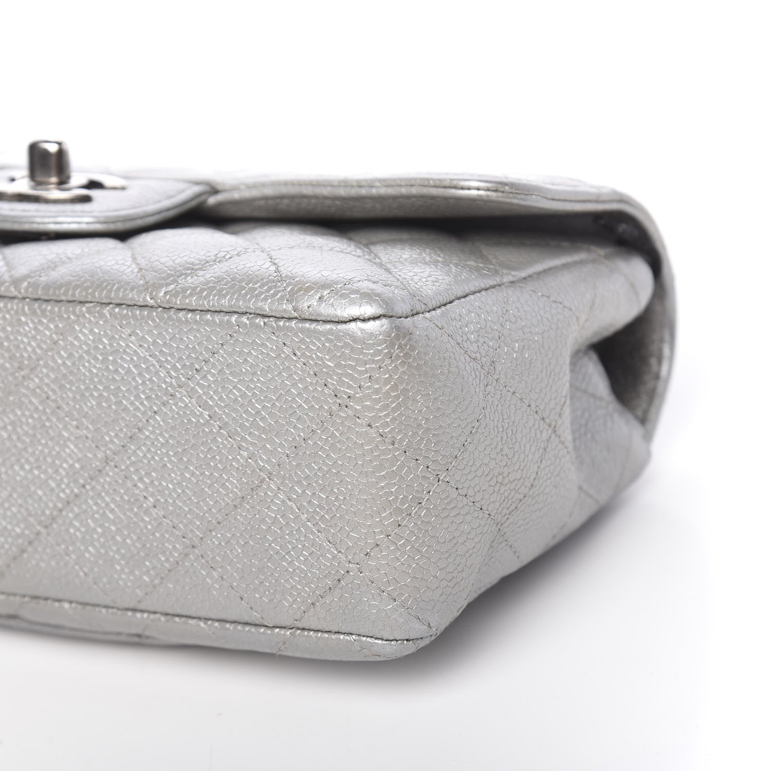 Chanel Metallic Caviar Quilted Mini Rectangular Flap Silver 9 of 11