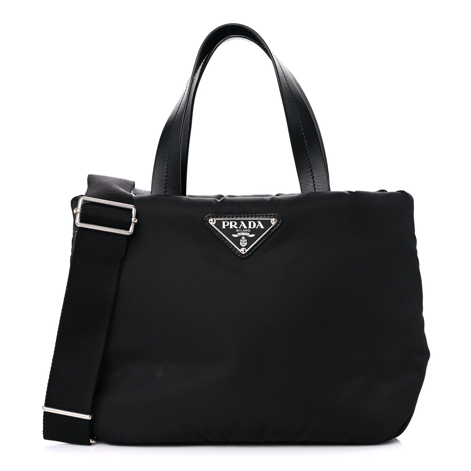 Prada Tessuto Nylon Soft Padded Small Shopping Tote Black 1 of 8