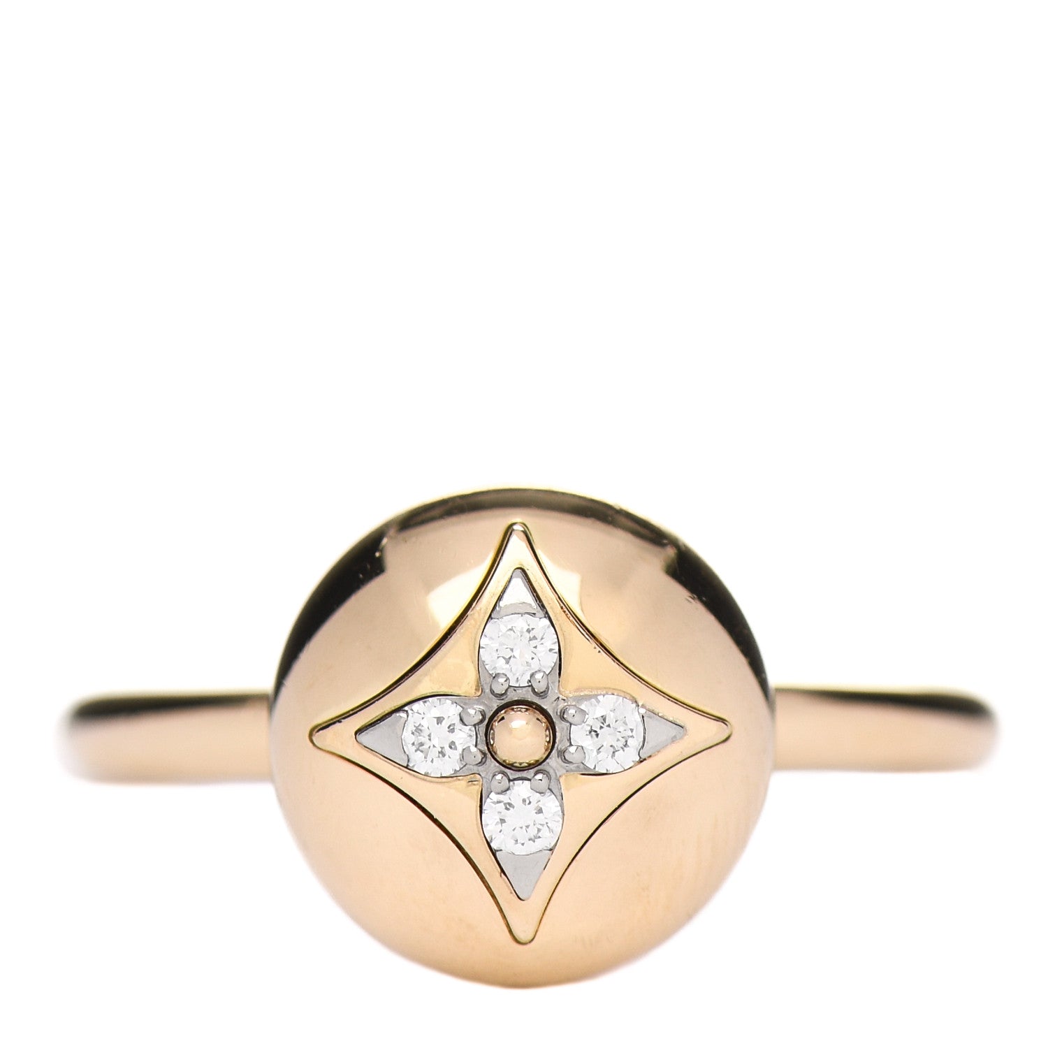 Louis Vuitton 18K Yellow White Gold Diamond B Blossom Ring 52 6 1 of 5