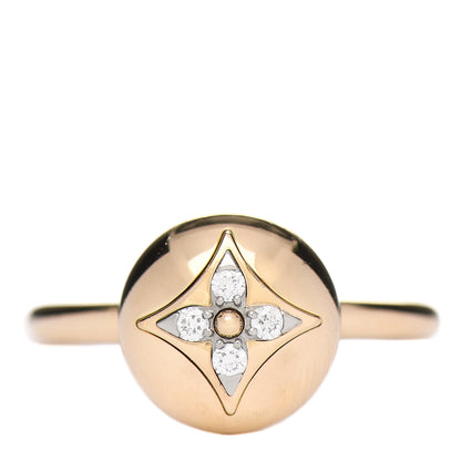 Louis Vuitton 18K Yellow White Gold Diamond B Blossom Ring 52 6 1 of 5