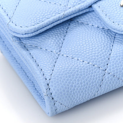 Chanel Caviar Quilted Flap Card Holder Wallet Light Blue 9 of 11