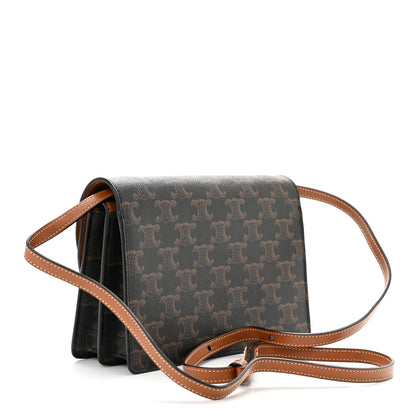 Celine Triomphe Canvas Lambskin Wallet On Strap Tan 3 of 11