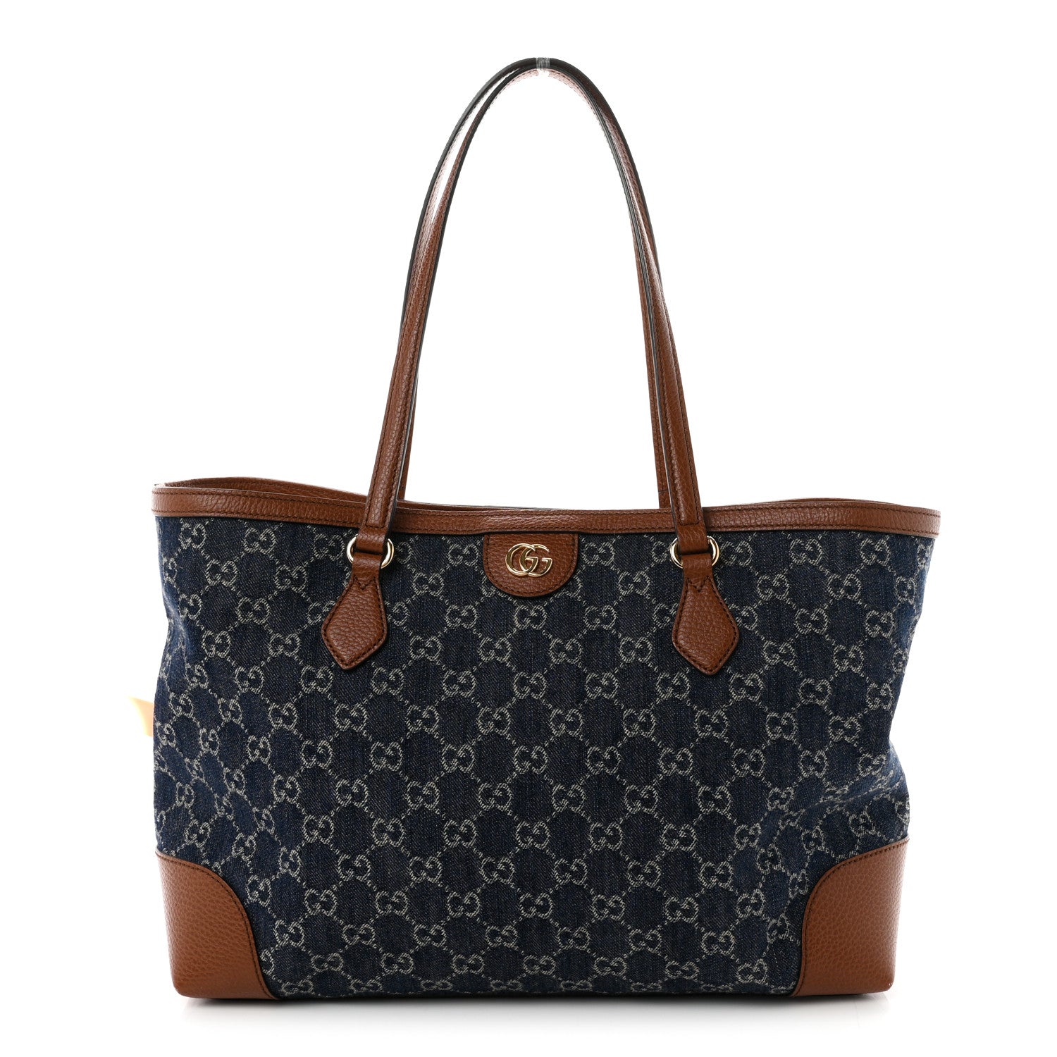 Gucci New Denim GG Monogram Medium Ophidia Shopping Tote Blue Tea Cuir 1 of 11