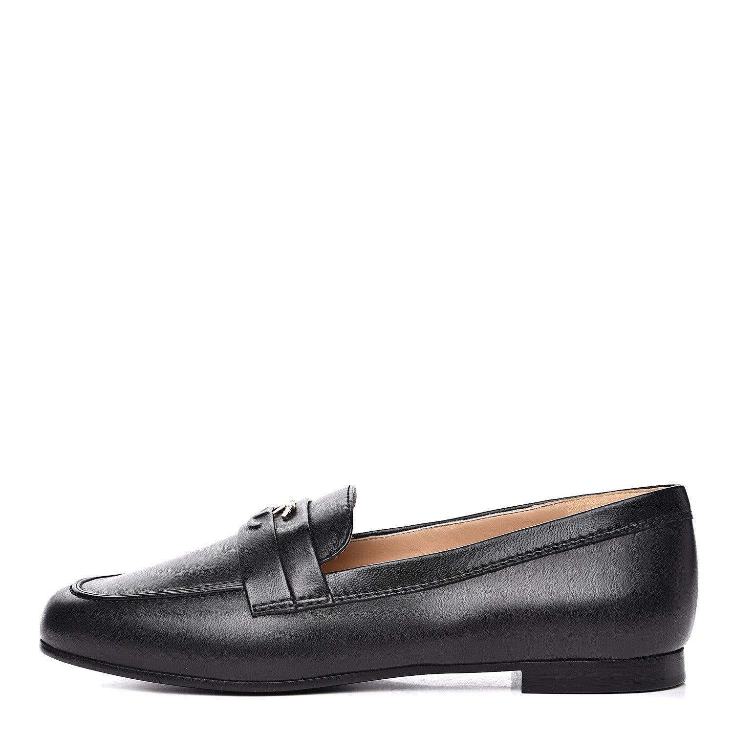 Chanel Lambskin CC Loafers 38.5 Black 1 of 11
