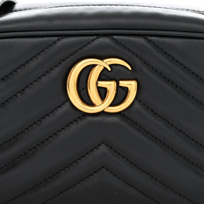 Gucci Calfskin Matelasse Mini GG Marmont Chain Shoulder Bag Black 8 of 12