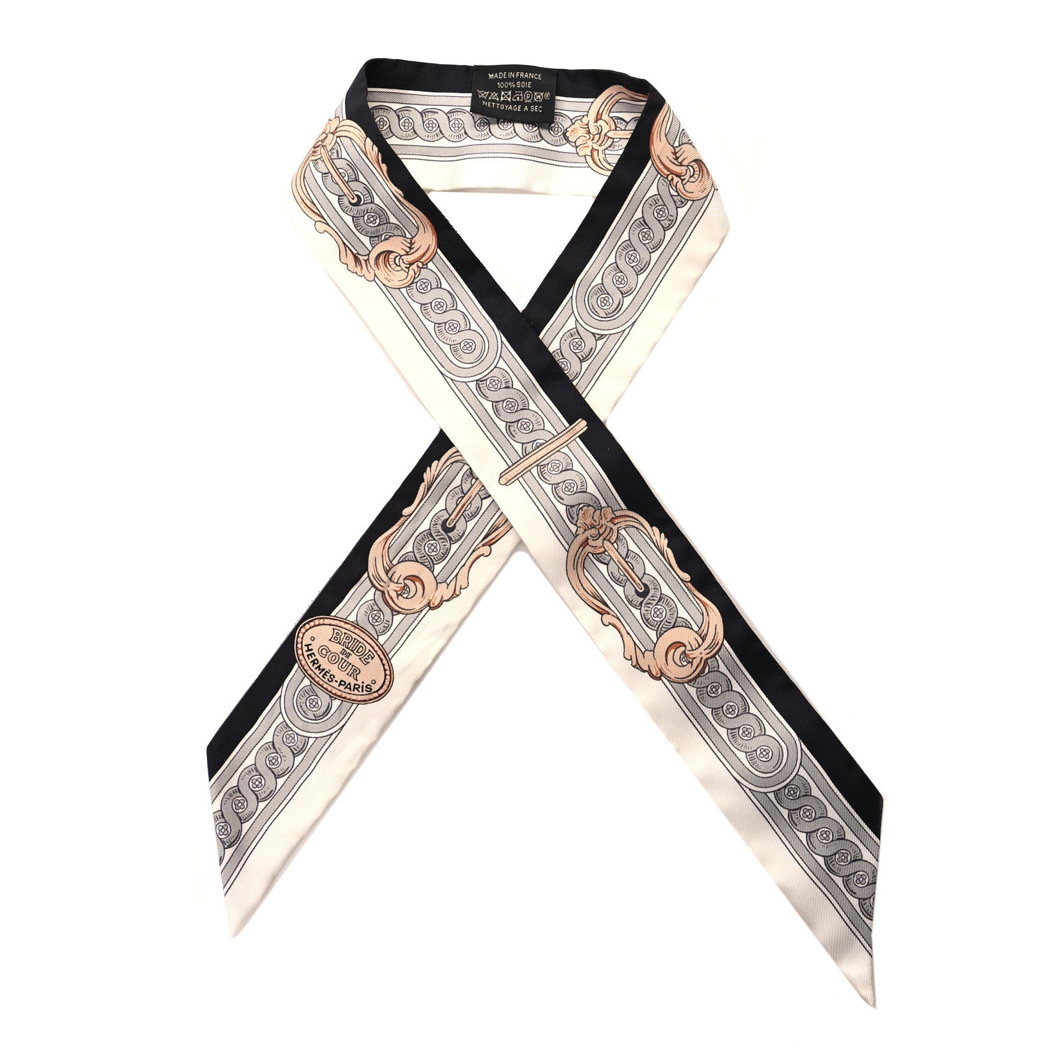 Hermes Silk Bride De Cour Twilly Black White Or Rose 1 of 4