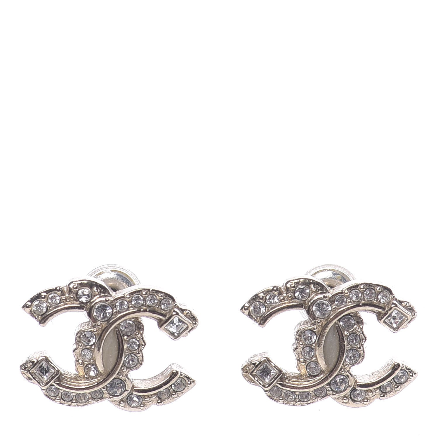 Chanel Crystal CC Earrings Gold 1 of 5
