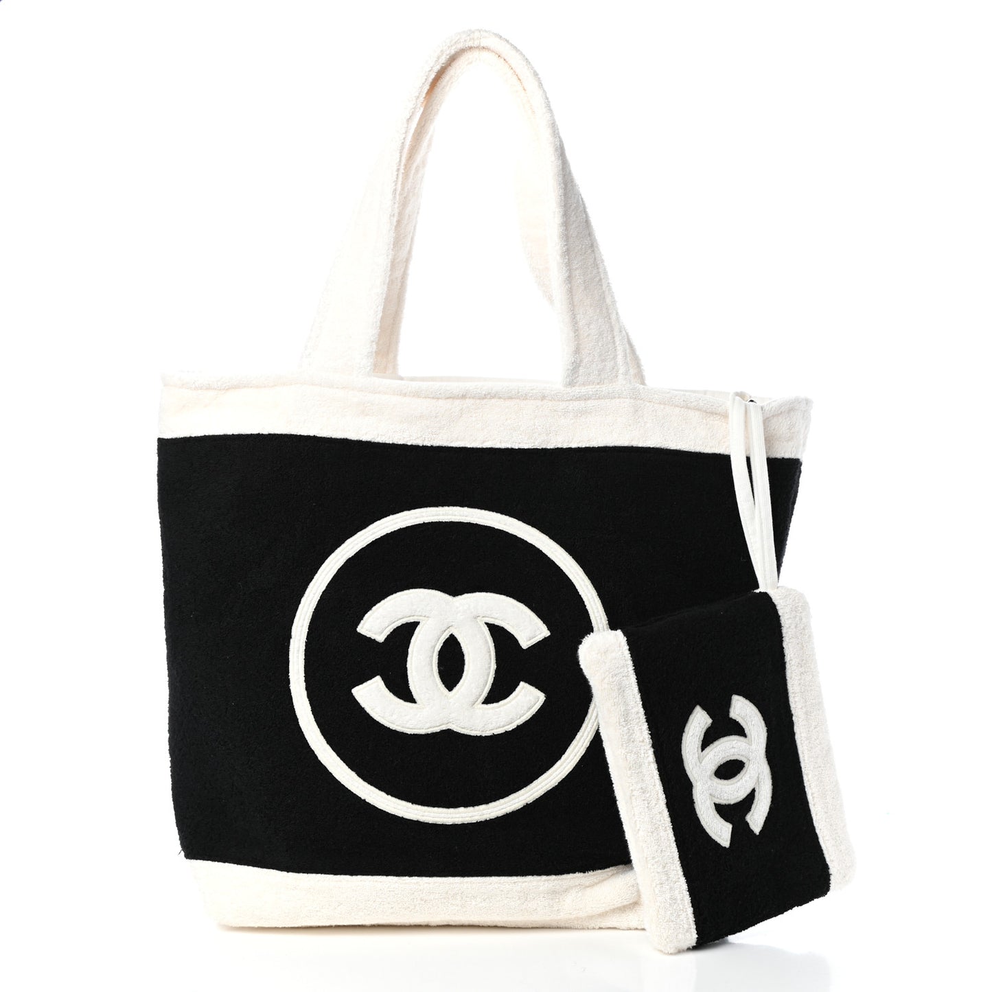 Terry Cotton CC Beach Tote Towel Set Black White