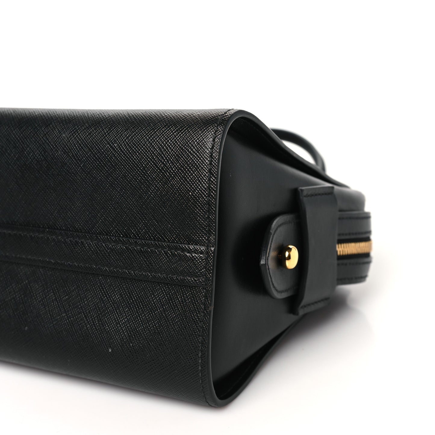 Saffiano Soft Calfskin Double Handle Satchel Black