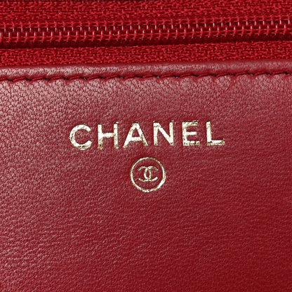 Chanel Lambskin Quilted Trendy CC Wallet On Chain WOC Red 6 of 12