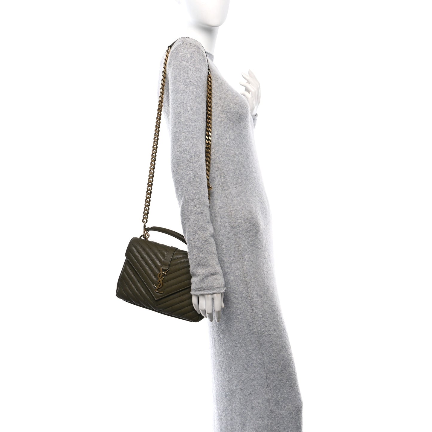 Sheepskin Matelasse Chevron Monogram Medium College Bag Seawood