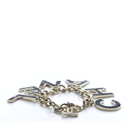 Chanel Crystal Logo Bracelet Black Gold 1 of 4