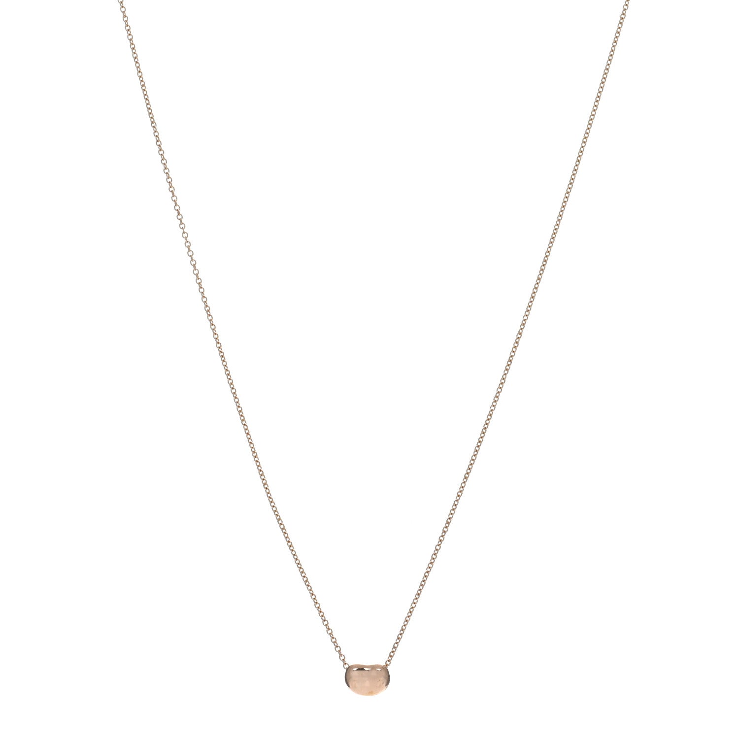 Tiffany 18K Rose Gold 6.5mm Elsa Peretti Bean Pendant Necklace 1 of 4