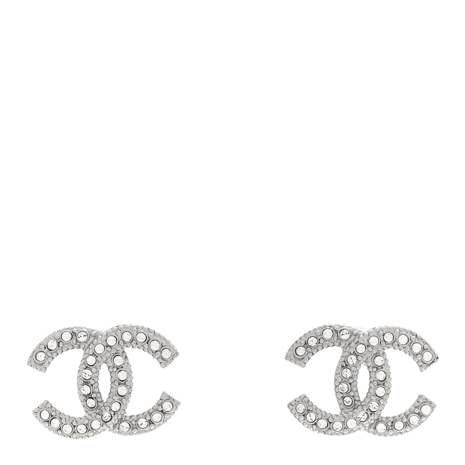 Chanel Crystal CC Coco Flapper Earrings Silver 1 of 5