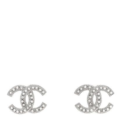 Chanel Crystal CC Coco Flapper Earrings Silver 1 of 5