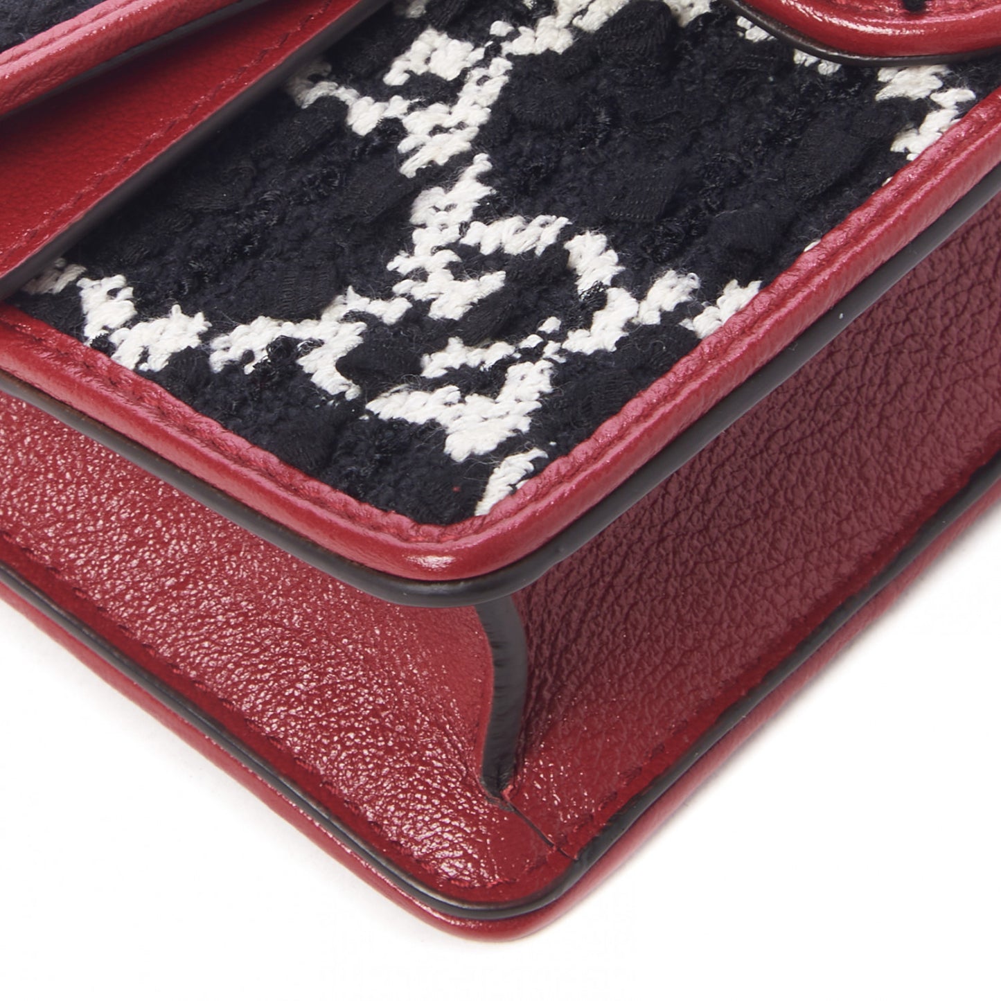 Tweed GG Monogram Super Mini Dionysus Shoulder Bag Black White Romantic Cherry