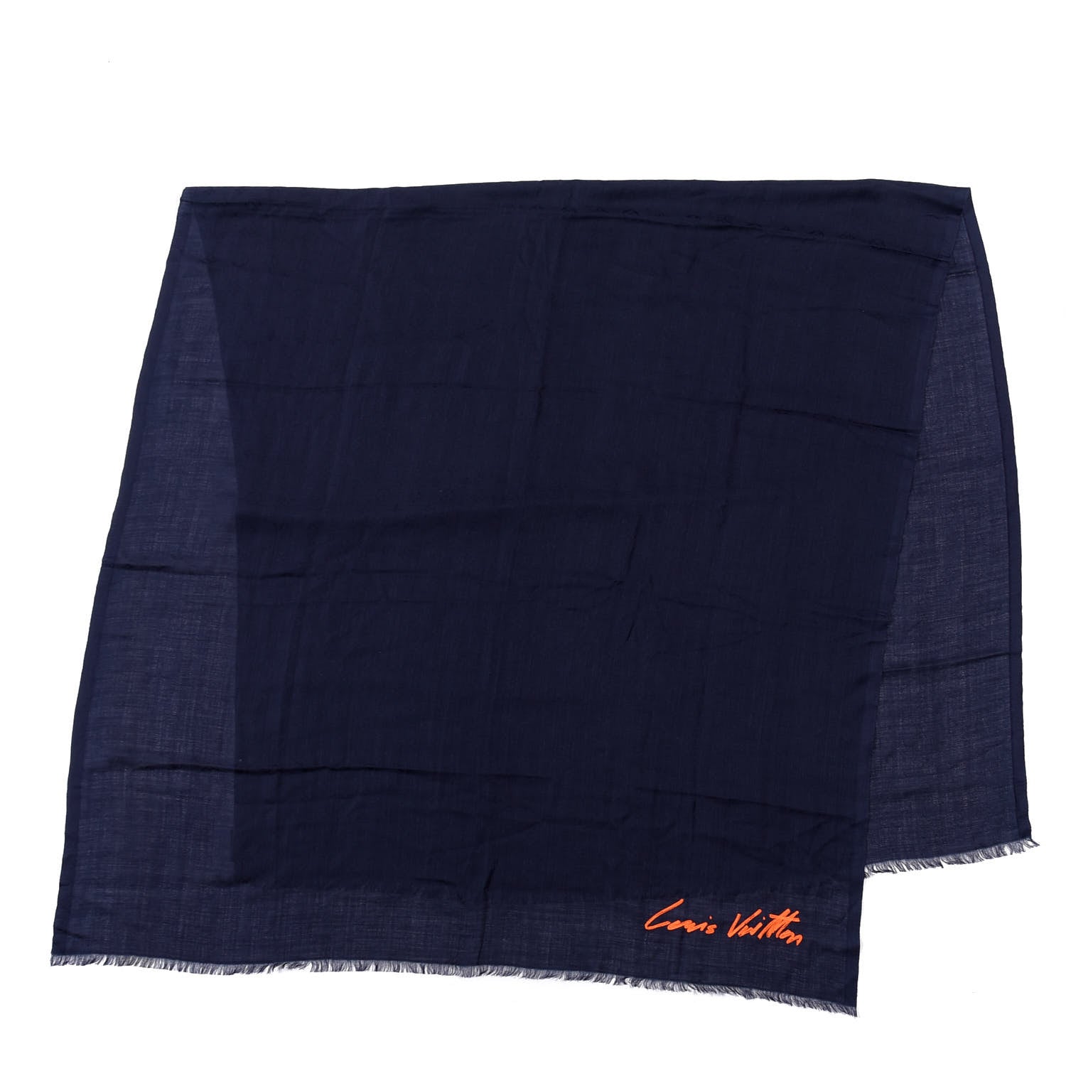Louis Vuitton Wool Monogram Logo Scarf Navy 2 of 4
