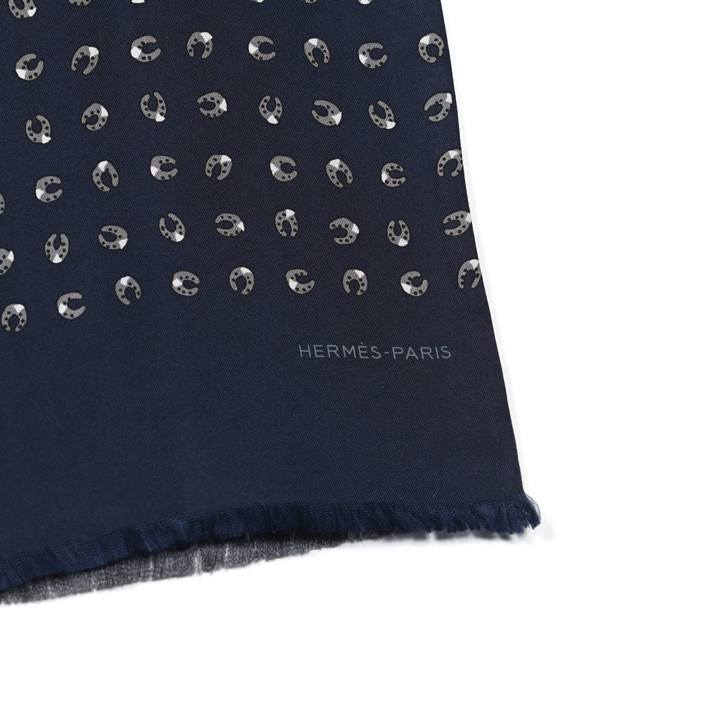 Cashmere Wool Silk Double Face Scarf Marine Gris Anthracite