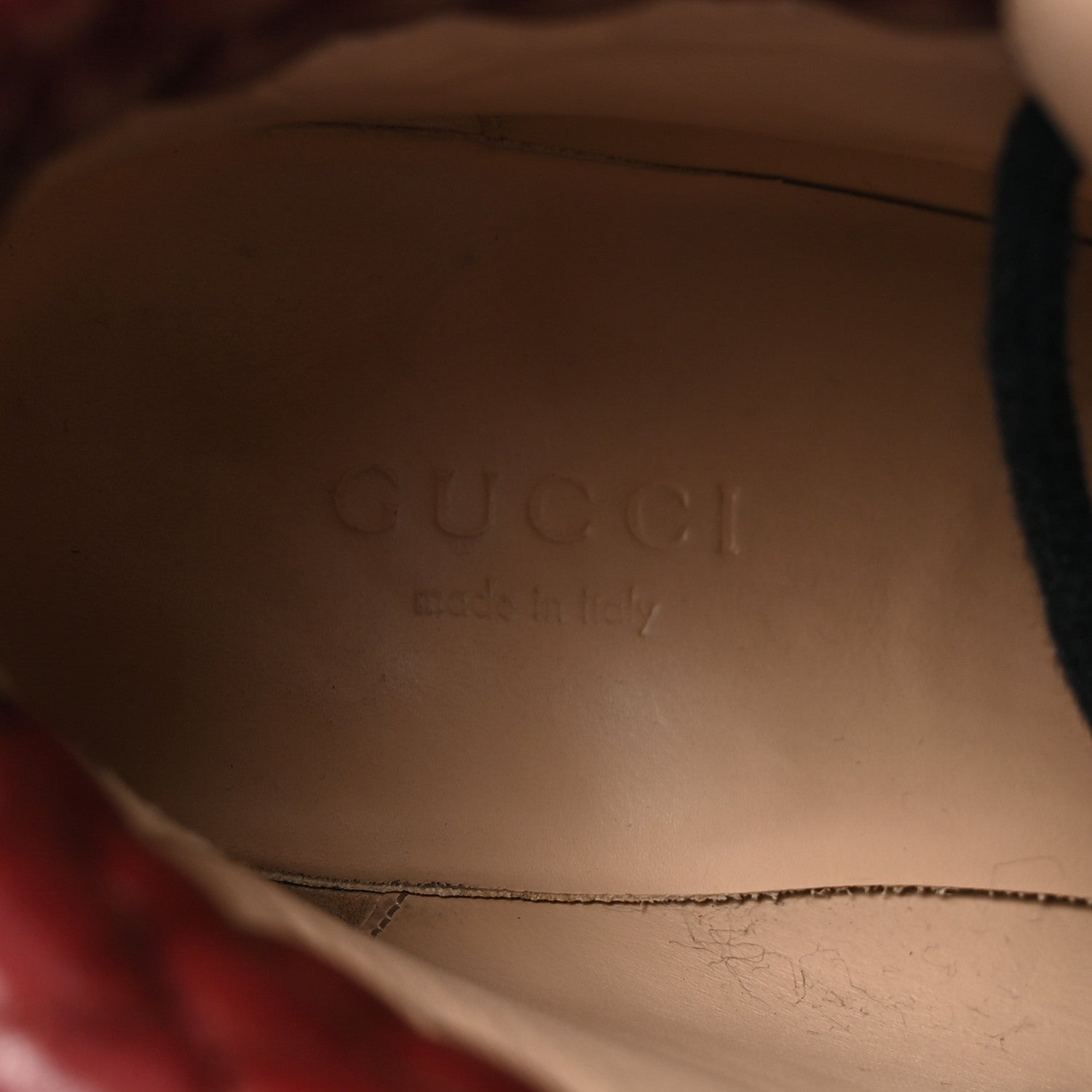 Gucci Magnum Calfskin Nappa Quilted Lace Up Ankle Boots 36 Garnet Red 8 of 9