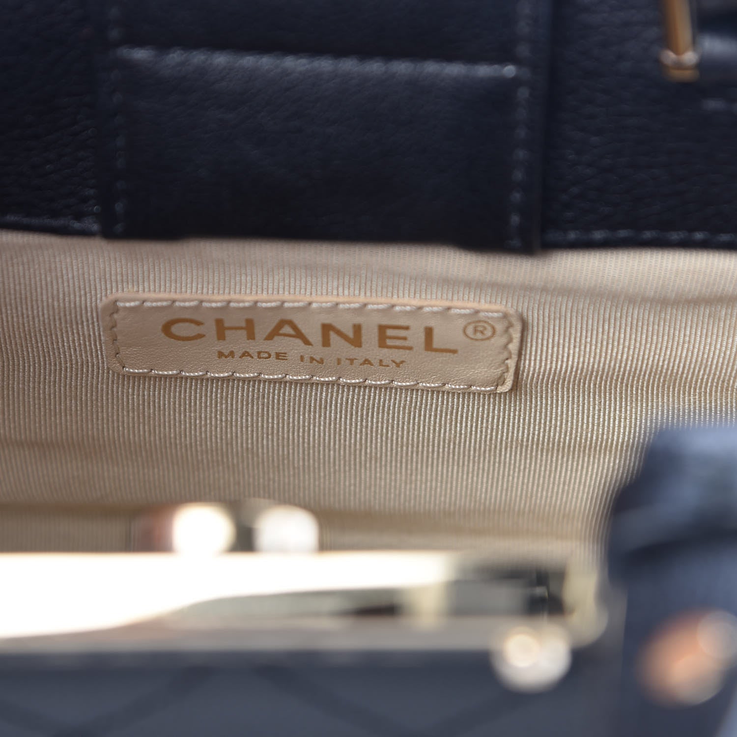 Chanel Grained Calfskin Stitched Mini Label Click Shopper Tote Black 6 of 10