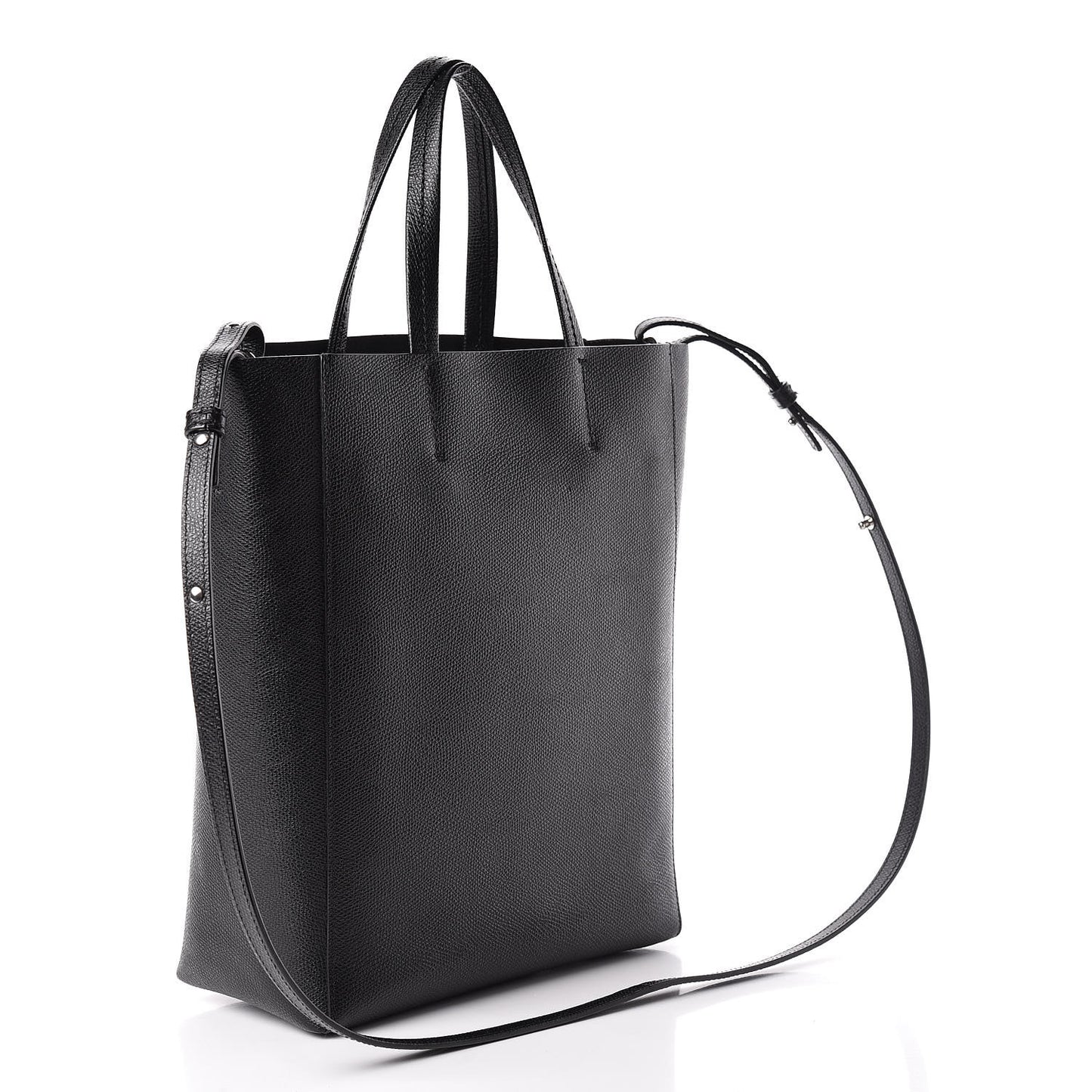 Grained Calfskin Small Vertical Cabas Black