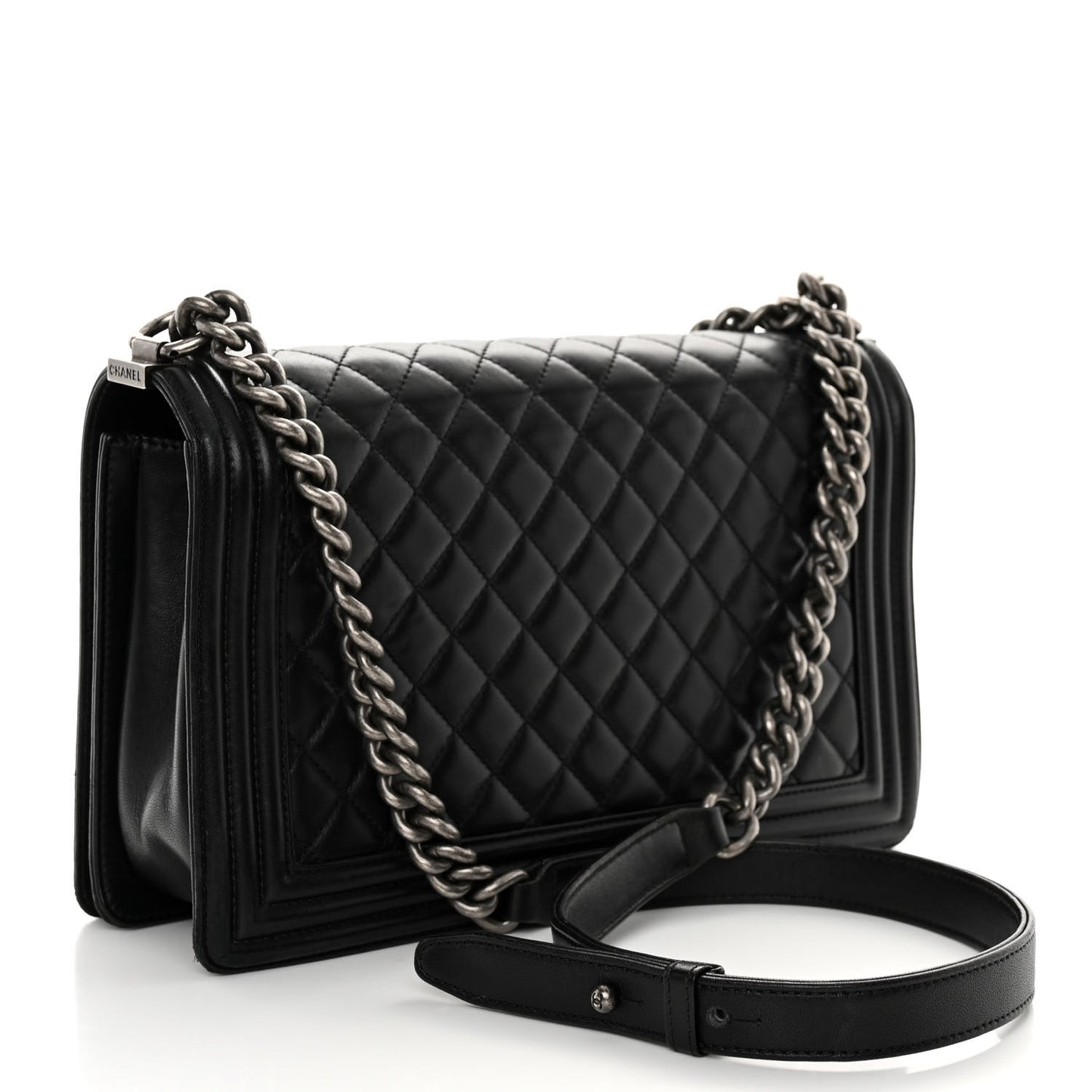 Lambskin Quilted New Medium Boy Flap Black