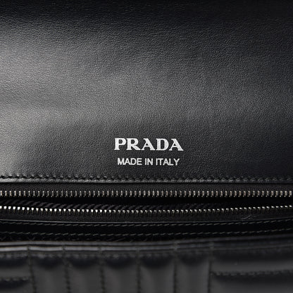 Prada Soft Calfskin Impunture Diagramme Medium Chain Flap Shoulder Bag Black 5 of 8