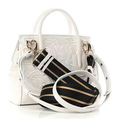 Versace Calfskin Embroidered Medium Baroque Palazzo Empire Bag White 3 of 10