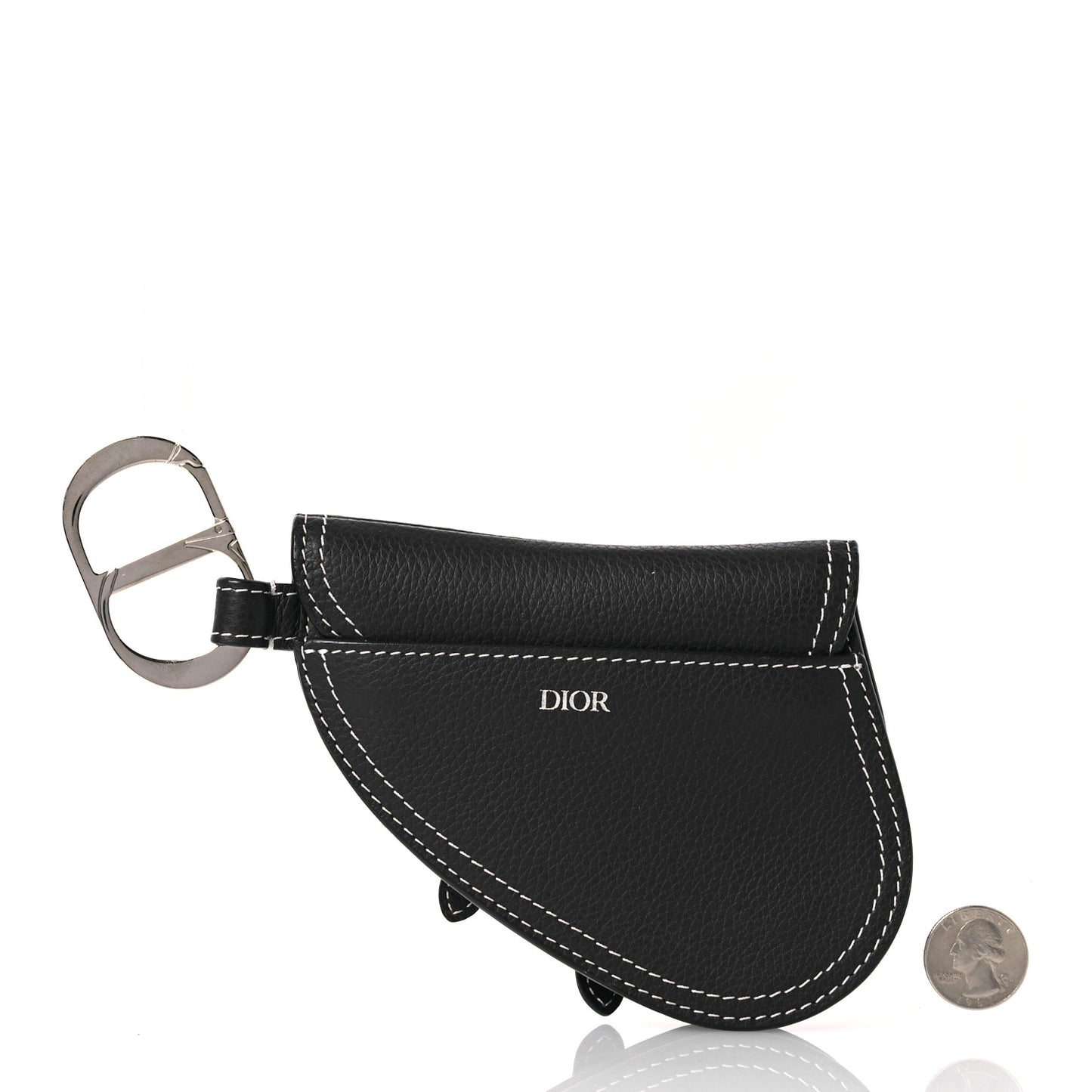 Grained Calfskin Saddle Mini Key Ring Black
