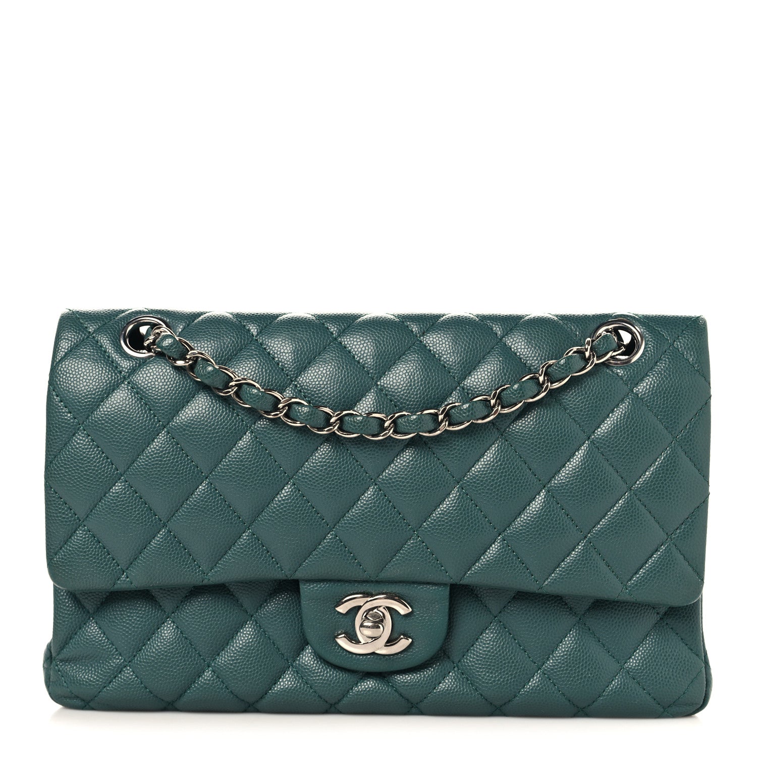 Chanel Caviar Quilted Medium Double Flap Green 1 of 10