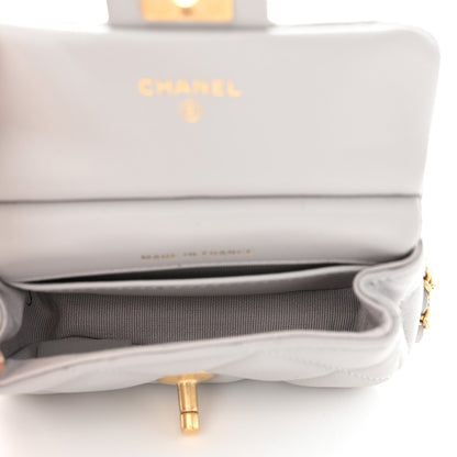 Chanel Calfskin Quilted Lady Handle Flap Card Holder With Chain Grey 5 of 12