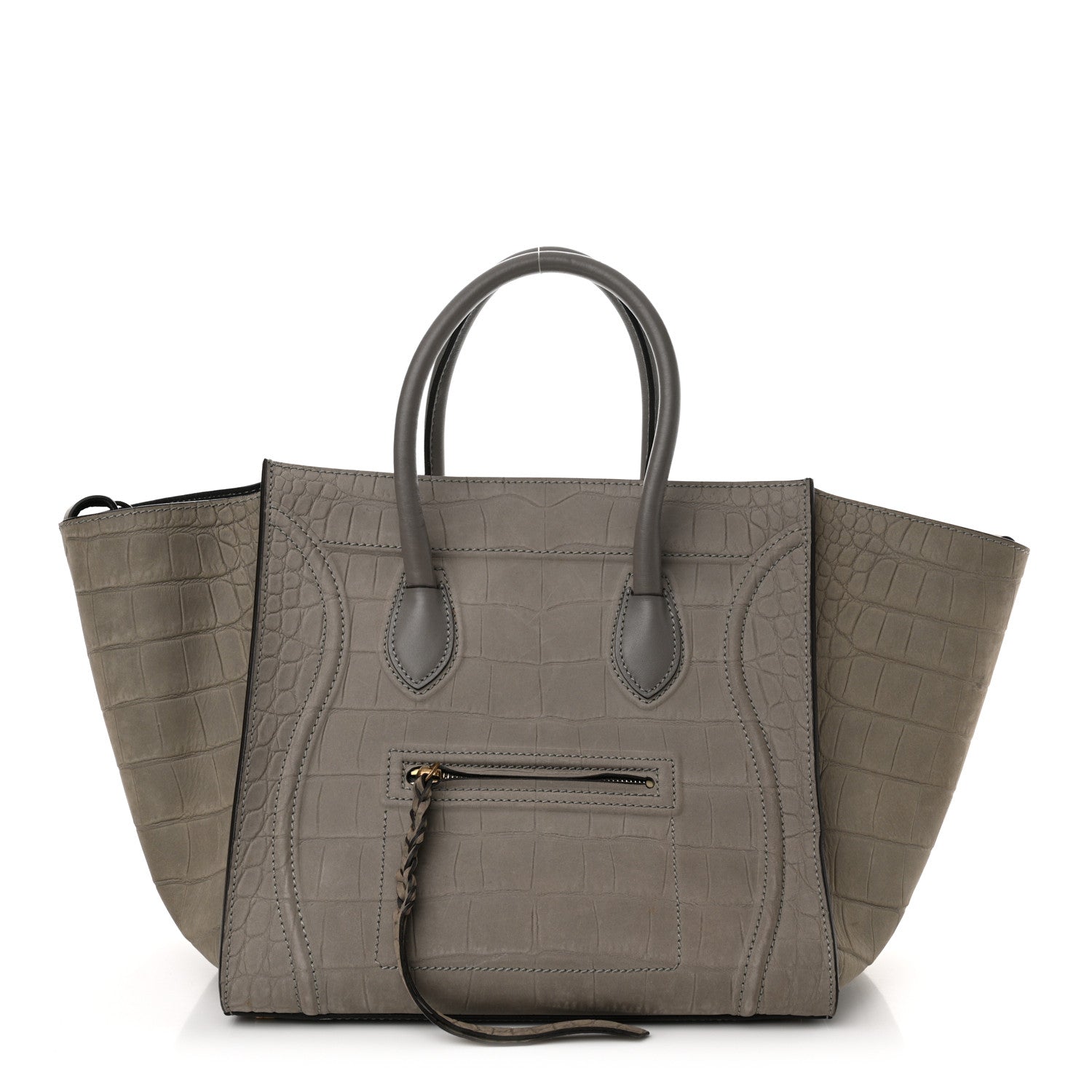 Celine Crocodile Embossed Nubuck Large Phantom Luggage Grey 1 of 15