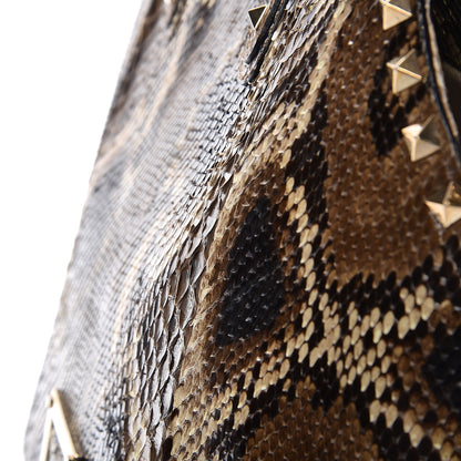 Valentino Garavani Python Rockstud Dome Satchel Beige 10 of 11